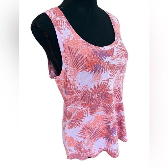 Eddie Bauer Womens Myriad Leaf Print Sleeveless Tank Too Pink Purple Sz S - Picture 5 of 6
